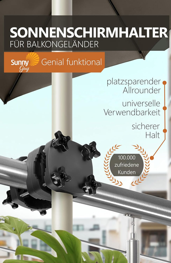 4smile Sonnenschirmhalter Balkongeländer SunnyGuy - Schirmhalterung Balkongeländer als Sonnenschirms