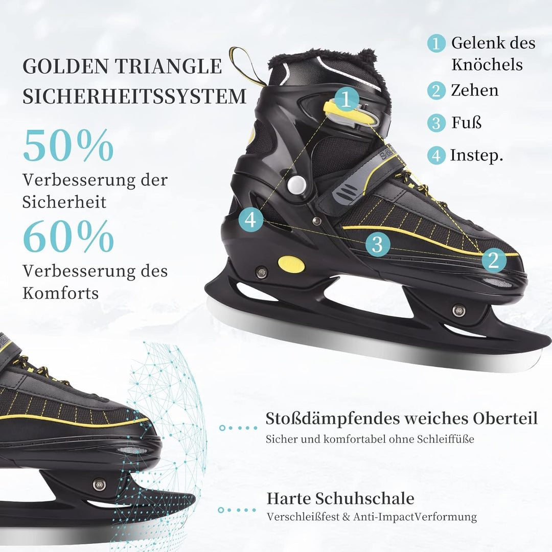 Verstellbare Schlittschuhe, Eislauf Schuhe für Damen,Herren und Kinder mit Edelstahl Eislaufschuhe,S