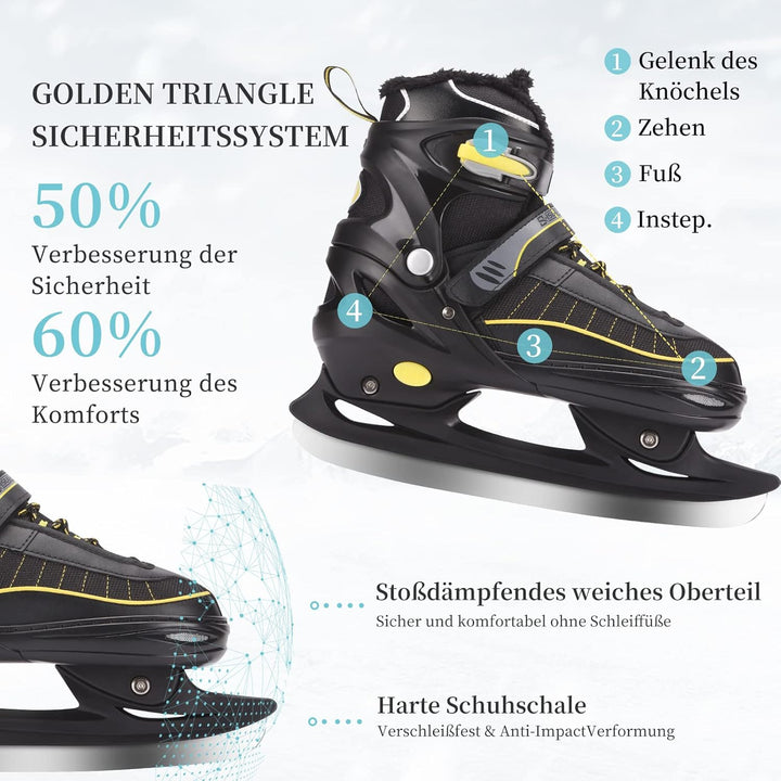 Verstellbare Schlittschuhe, Eislauf Schuhe für Damen,Herren und Kinder mit Edelstahl Eislaufschuhe,S