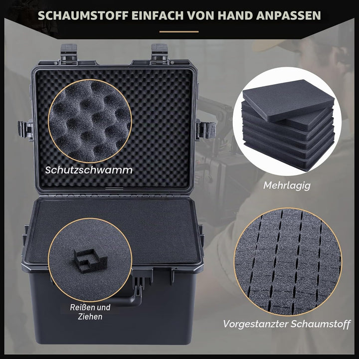 Lykus HC-5030 Wasserdicht Koffer mit anpassbar Rasterschaumstoff, Innengrösse 50x40x21 cm, Geeignet