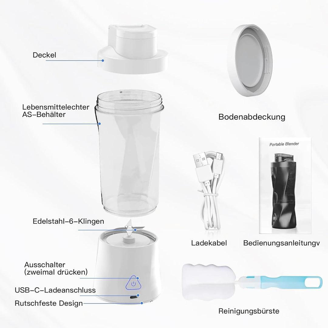 Tragbarer Mixer to go, 700ml Smoothie Maker mit USB, 22000 U/min, leistungsstarker smoothie maker to