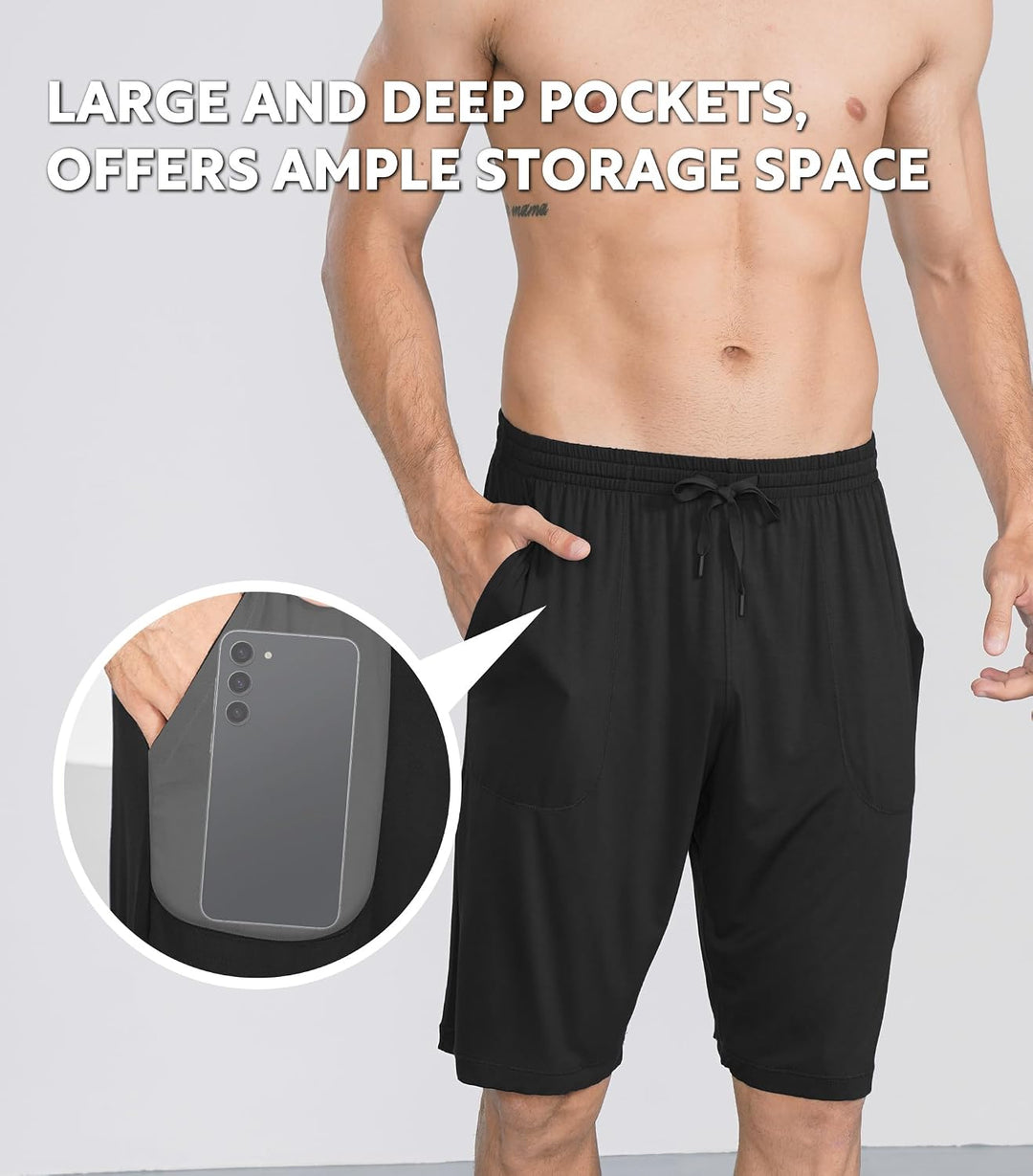 DAVID ARCHY Herren Pyjama-Shorts Sommer – bequeme, atmungsaktive Freizeitshorts mit Kordelzug, Gummi