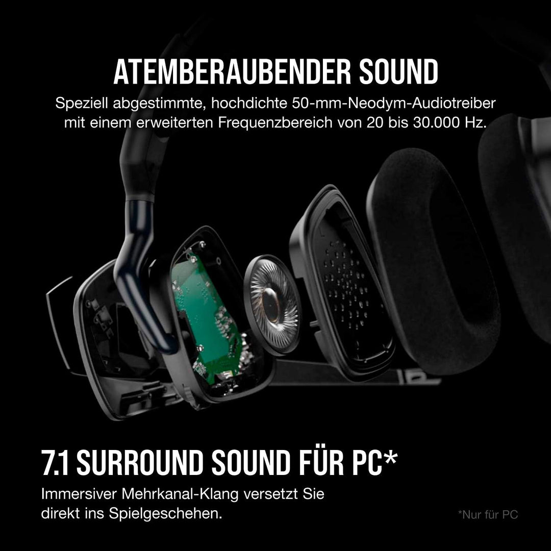 Corsair Void Elite RGB Wireless Gaming Headset (7.1 Surround Sound, Ultraniedrige Latenz, 12 Meter R
