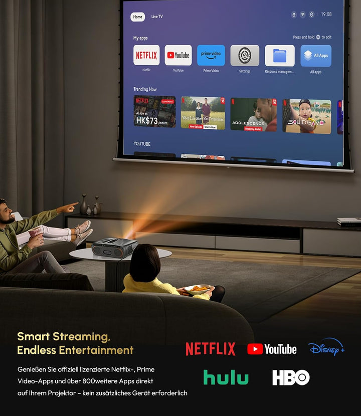 4K-Beamer für Tageslicht [Netflix] 2400 ANSI-Lumen, HDR10+, Ultra HD, HDMI eARC, Smart-Beamer für He