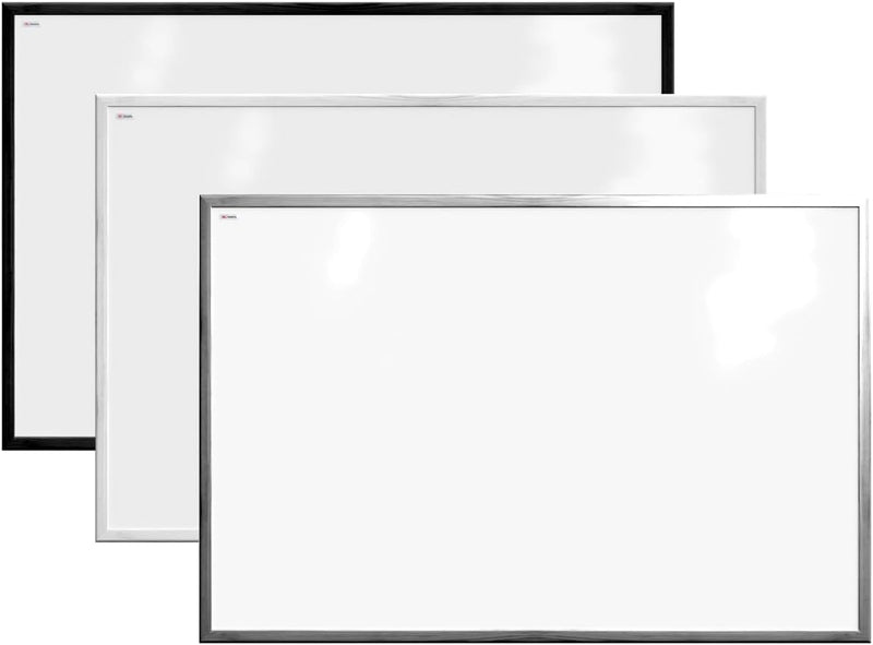 ALLboards Whiteboard mit schwarzem Rahmen 90x60cm Magnettafel Weiss Magnetisch, Trocken Abwischbar