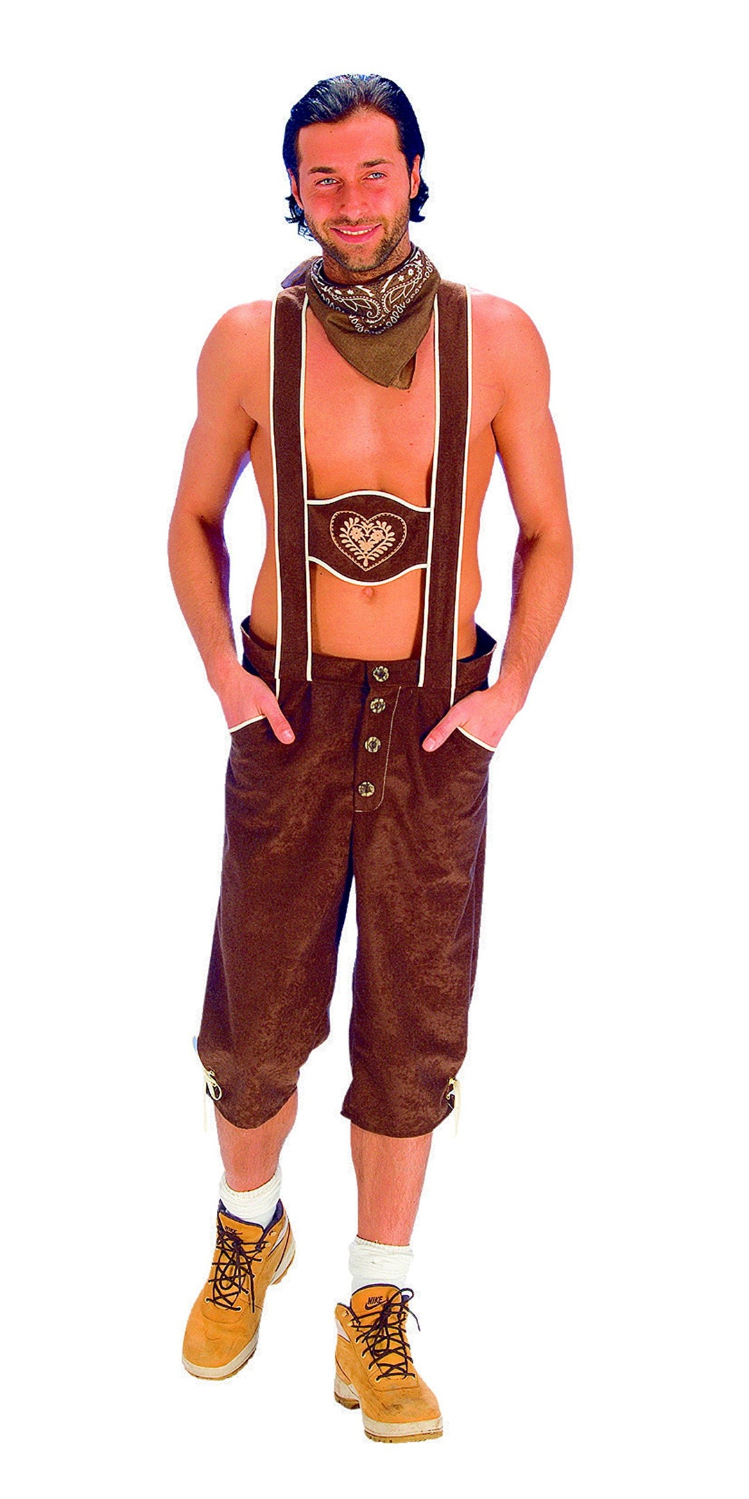 Andrea Günstige Trachtenhose Herren, Bayern Kostüm Zubehör, braun, ideal für Oktoberfest oder Karnev