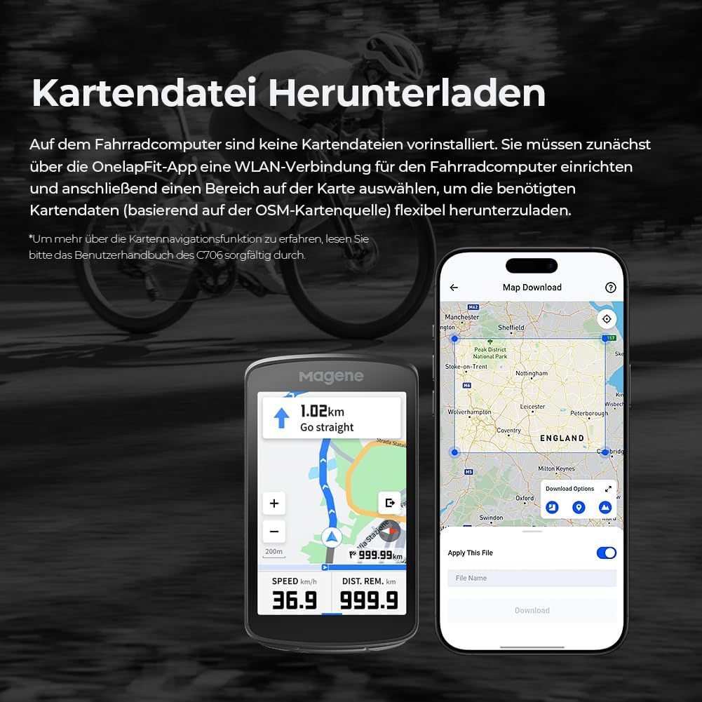 Magene C706 GPS Fahrradcomputer, Kartennavigation, 3,3-Zoll-Farb-Touchscreen, Dualband-Positionierun