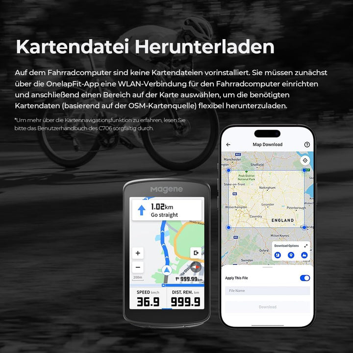 Magene C706 GPS Fahrradcomputer, Kartennavigation, 3,3-Zoll-Farb-Touchscreen, Dualband-Positionierun
