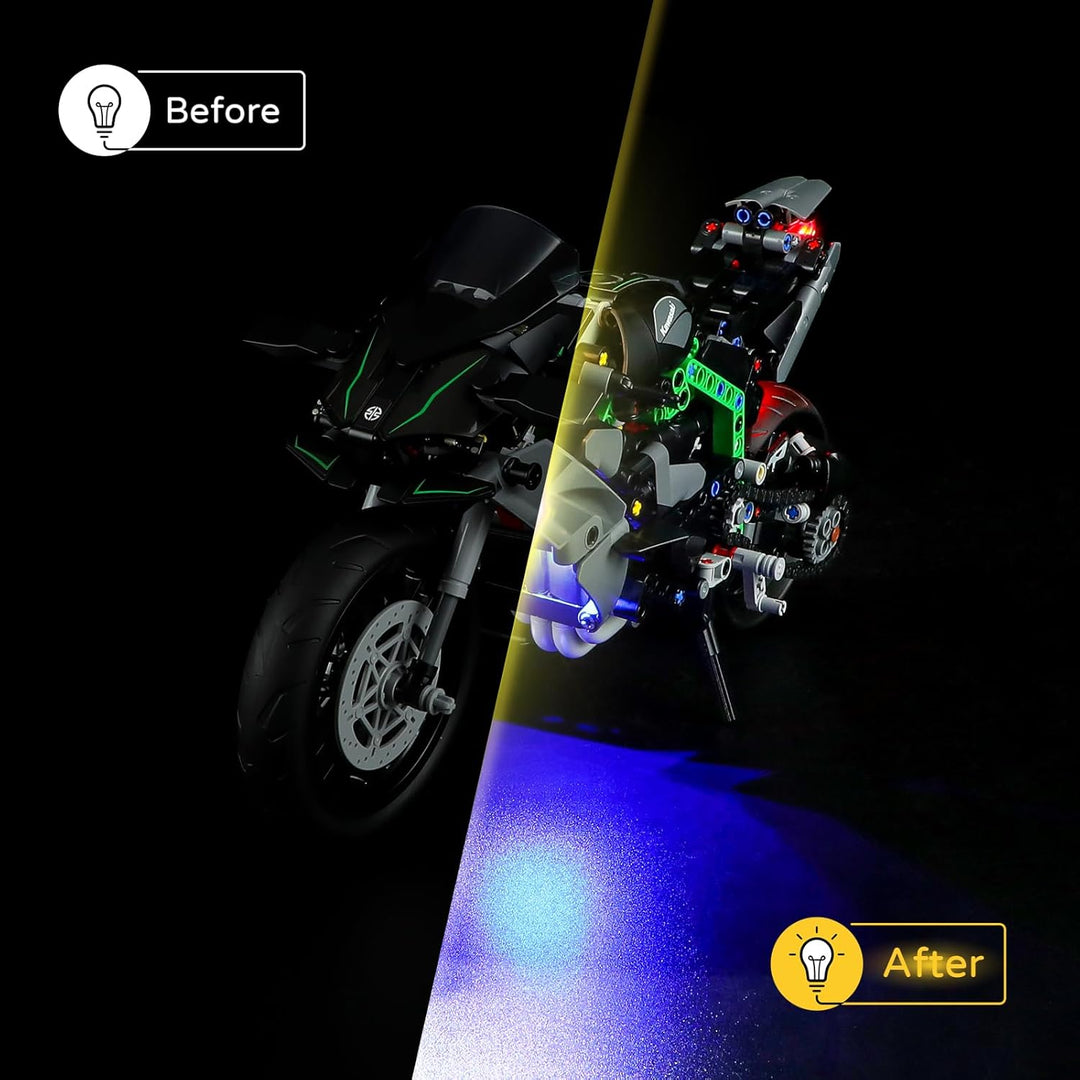 YEABRICKS LED Licht für Lego-42170 Technic Kawasaki Ninja H2R Motorrad Bausteine Modell (Lego Set Ni
