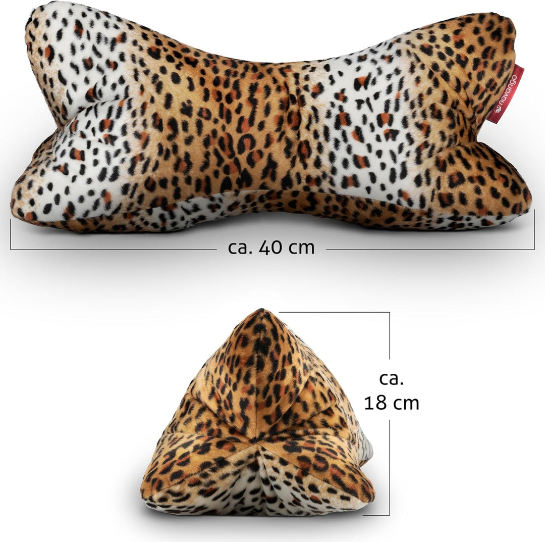 Leseknochen mit Tiermuster in Leoparden Optik | Buchstütze mit kuschelweichem Bezug | ca. 40 x 18 cm