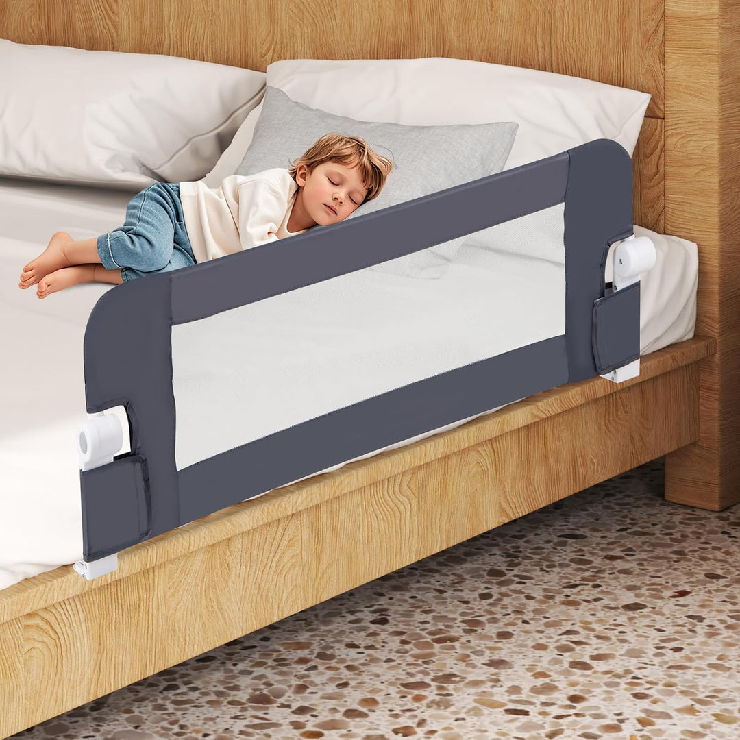 DREAMADE Bettgitter 150/120/105 cm, Kinderbettgitter Schutz, Kinderschutzgitter aus PP &amp; Oxford, Bab