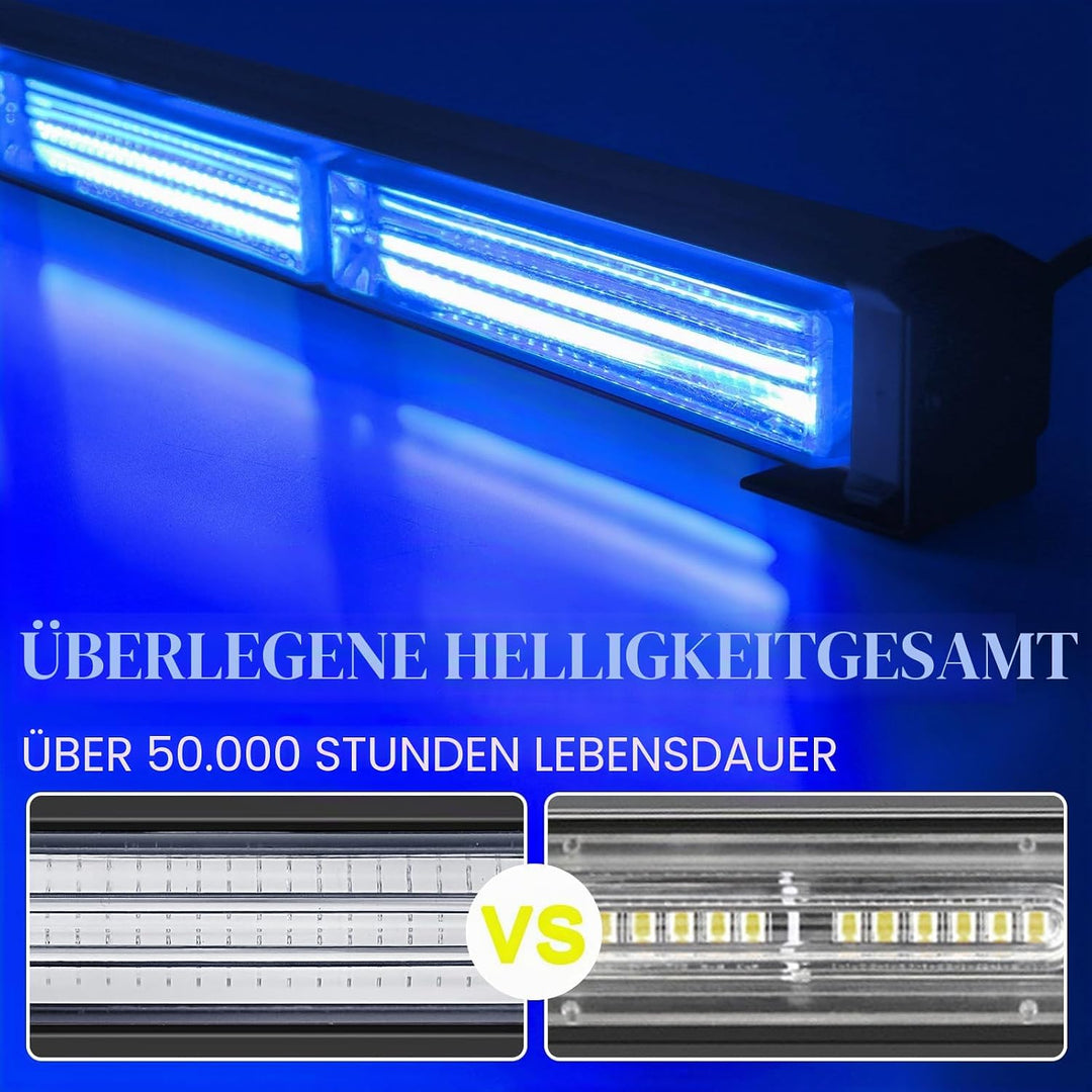 58 cm LED Rundumkennleuchte 80W Blau Rundumleuchte für Auto Anhänger Wohnwagen SUV -17 Blinkende Str