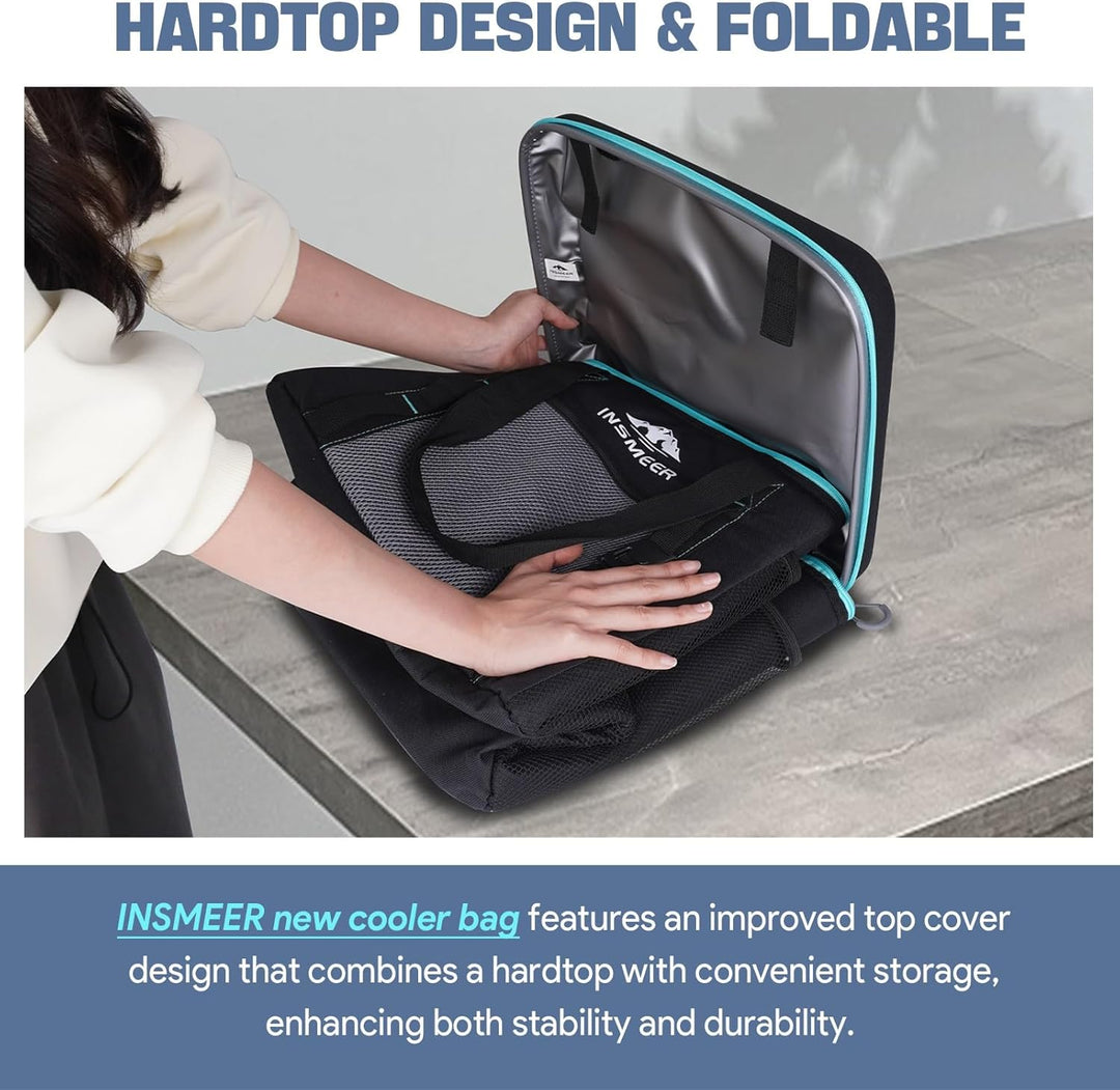 INSMEER Kühltasche Gross 40L, 60 Dosen Kühltasche Faltbar mit Hart Eva Dach, Wasserdicht Gross Kühlt