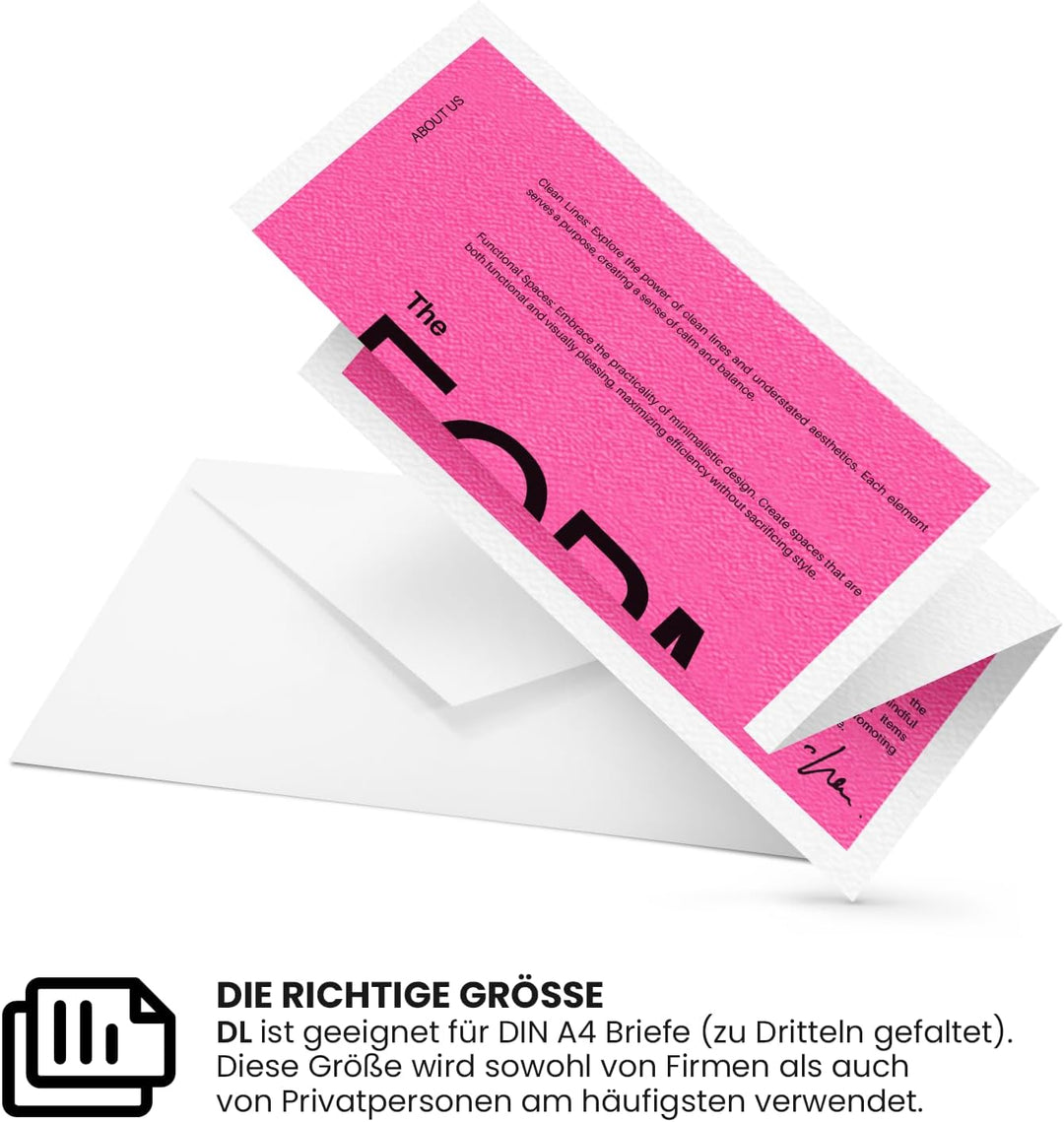 Netuno 500 Briefumschläge Weiss DIN Lang 11 x 22 cm 100g Papier-Umschläge ohne Fenster weisse Briefk
