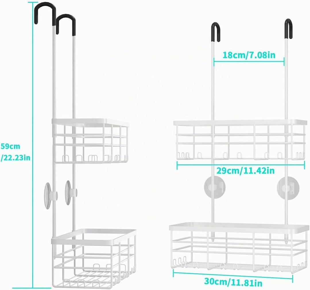 HapiRm Duschregal zum Hängen Duschablage Hängend- 2 Tier Duschablage zum Hängen mit Haken, kein Bohr