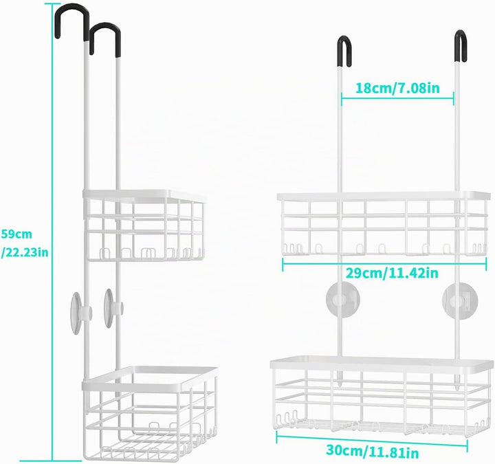 HapiRm Duschregal zum Hängen Duschablage Hängend- 2 Tier Duschablage zum Hängen mit Haken, kein Bohr