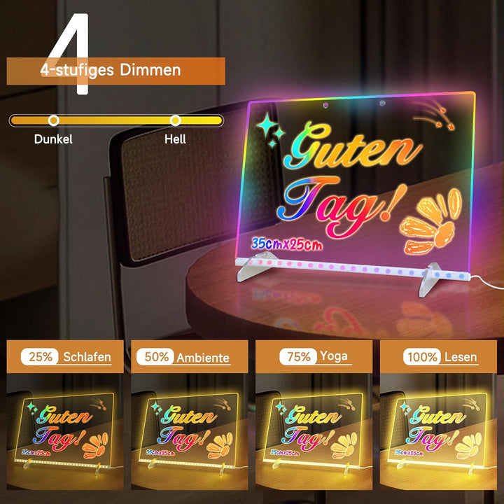Led Zeichenbrett, Leuchtendes Led Zeichenbrett für Kinder mit 8 Farben & 6 Modi, 35x25cm Acryl Schre