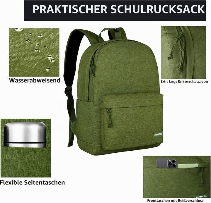 SUPACOOL Leichter Casual Laptop Rucksack mit Laptop Fach 15,6 Zoll für Männer und Frauen, Rucksack f