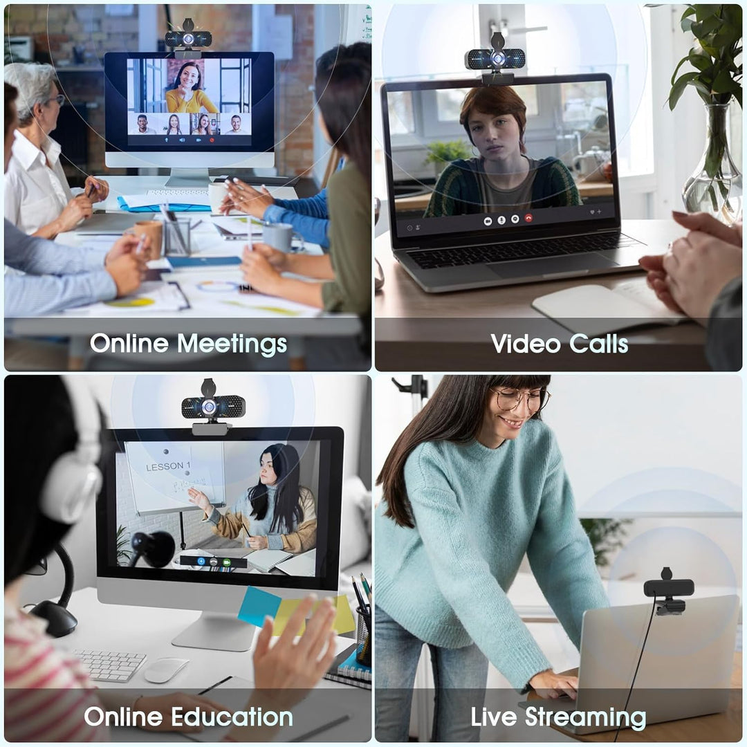 TRAUSI Full-HD-Webcam mit 1080p, Weitwinkelobjektiv & geräuschunterdrückendem Mikrofon, automatische