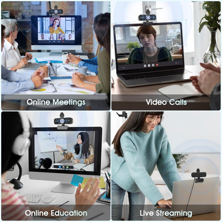 TRAUSI Full-HD-Webcam mit 1080p, Weitwinkelobjektiv & geräuschunterdrückendem Mikrofon, automatische