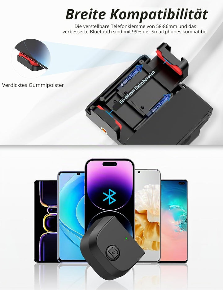 Smartphone Handle Grip, ULANZI CG02 Smartphone Capgrip mit Aufhelllicht, 3 Stufen Einstellbar, Smart