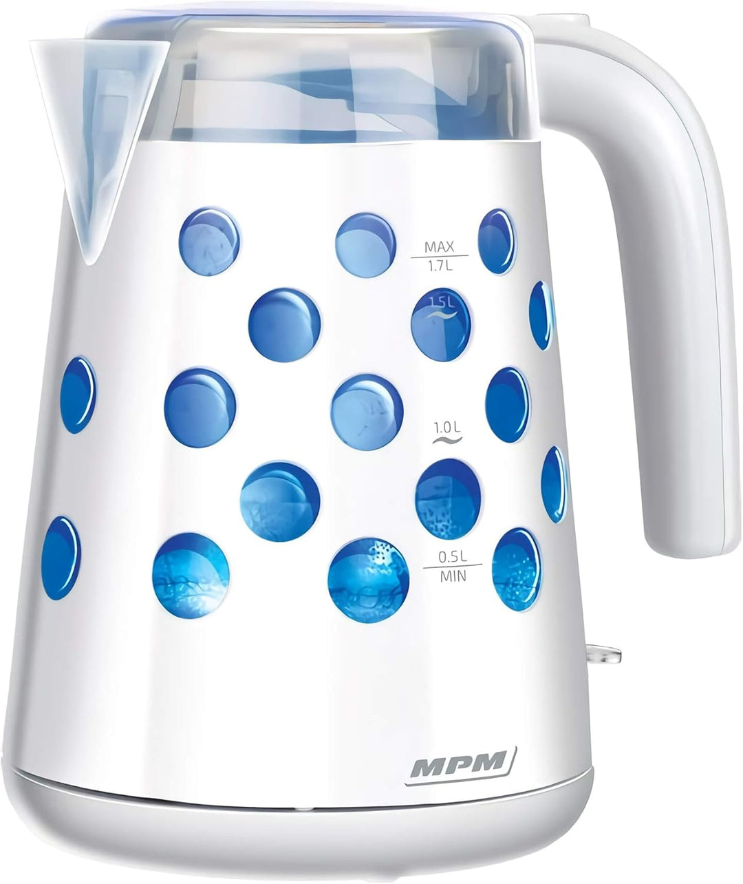 MPM MCZ-86 Elektrischer Wasserkocher 1,7 L, BPA-freier Kunststoffbehälter, Kabellos, Abschaltautomat