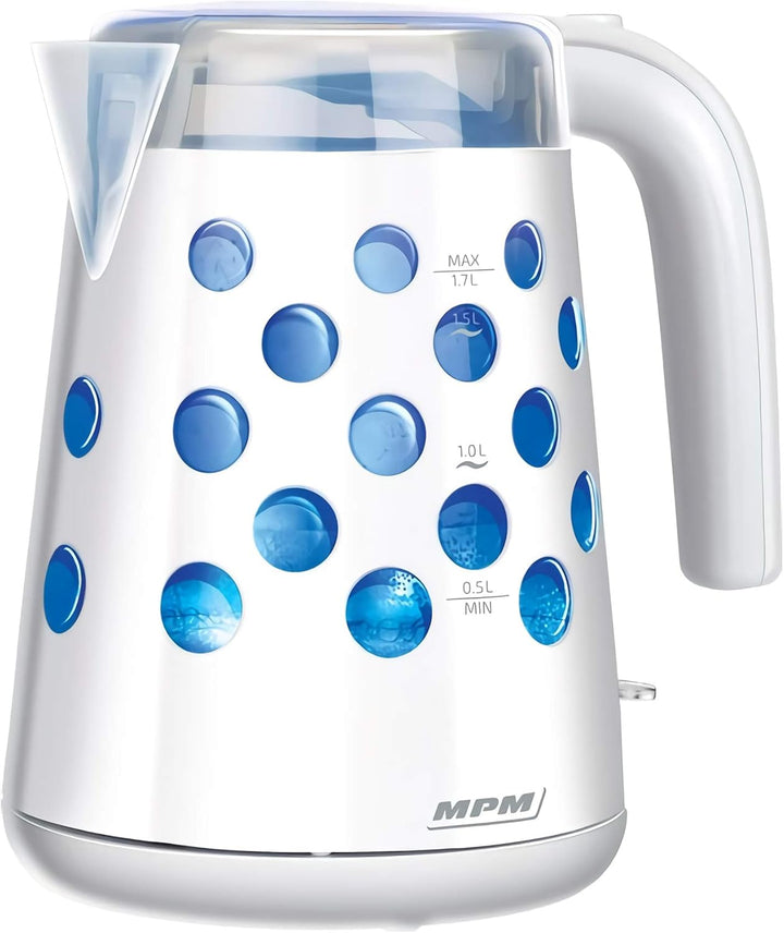 MPM MCZ-86 Elektrischer Wasserkocher 1,7 L, BPA-freier Kunststoffbehälter, Kabellos, Abschaltautomat
