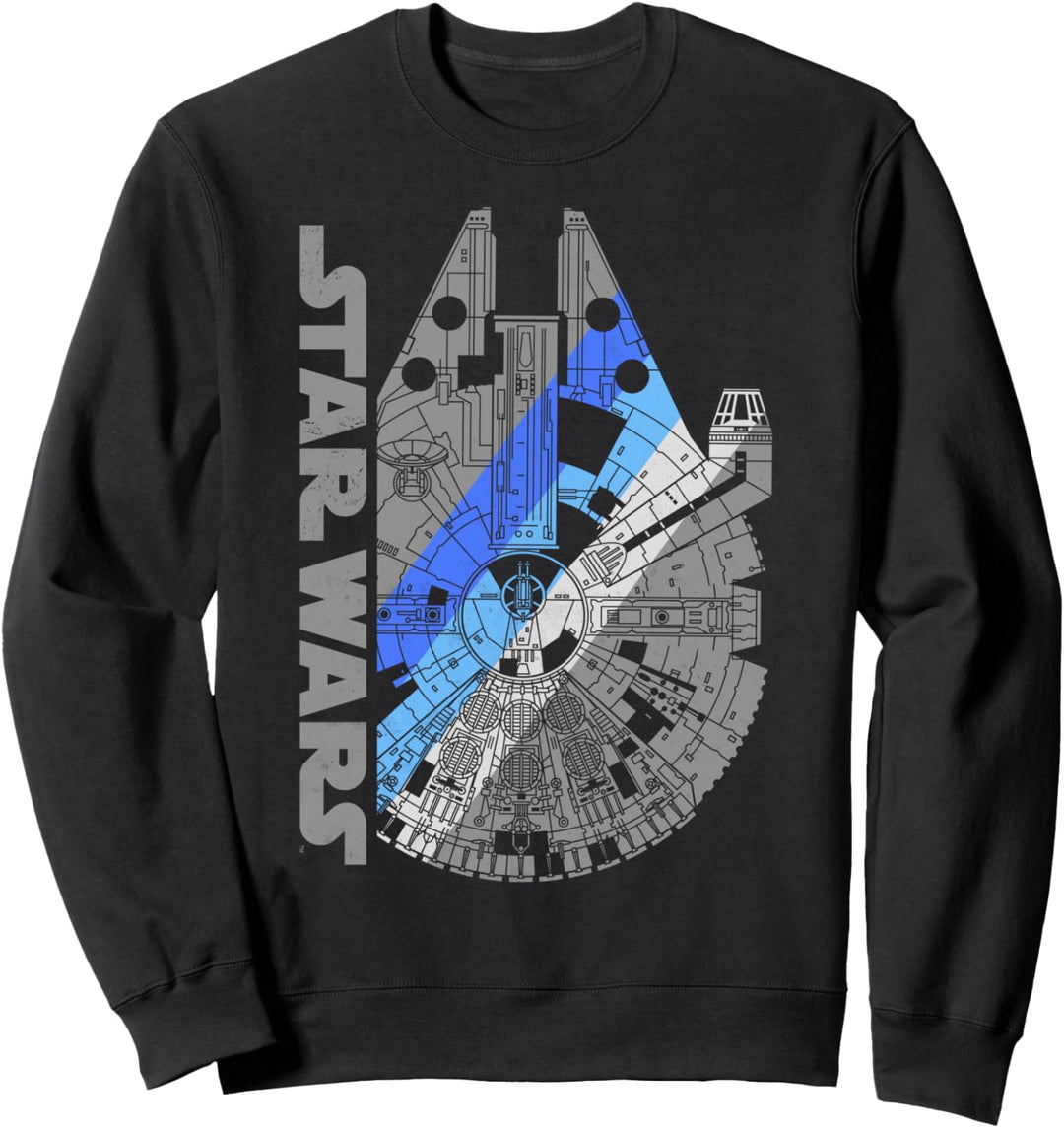 Star Wars Millennium Falcon Blue Tones Striped Poster Sweatshirt