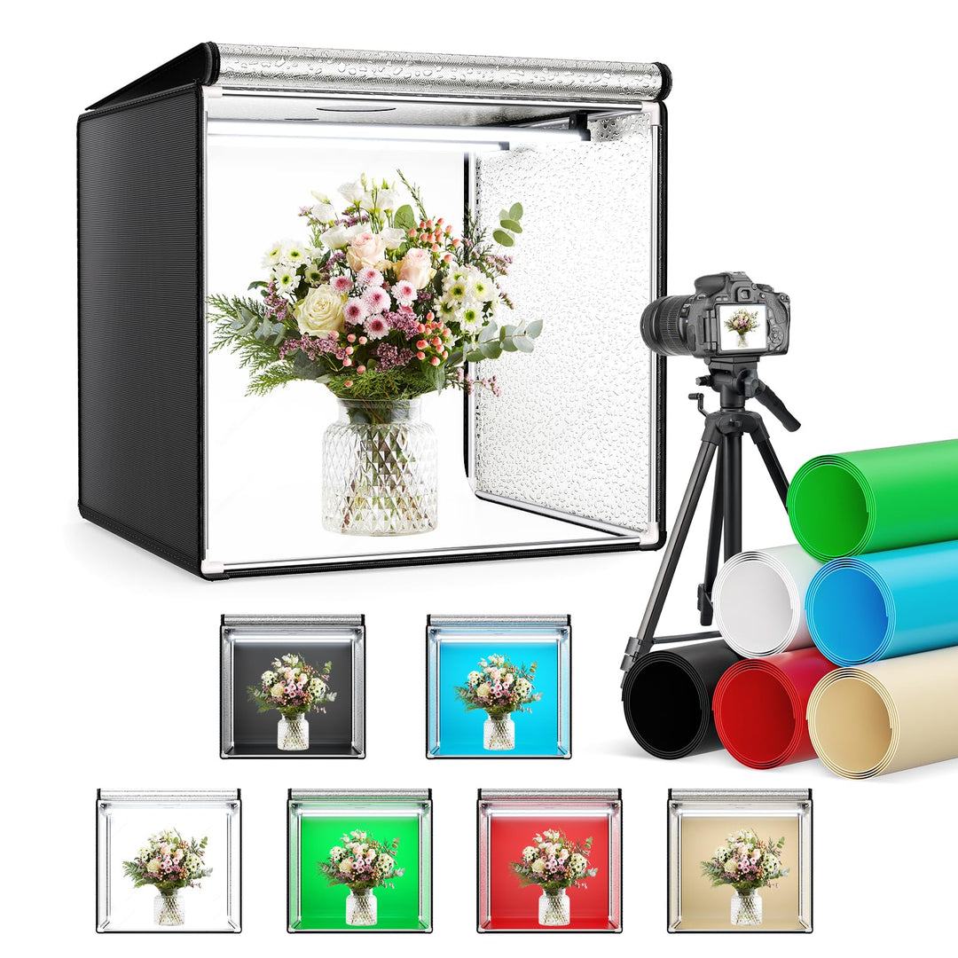 Fotobox, 60CM 5600K Ständer Fotografie Lichtbox, 0-100% Einstellbare Helligkeit Lichtbox Ausgestatte