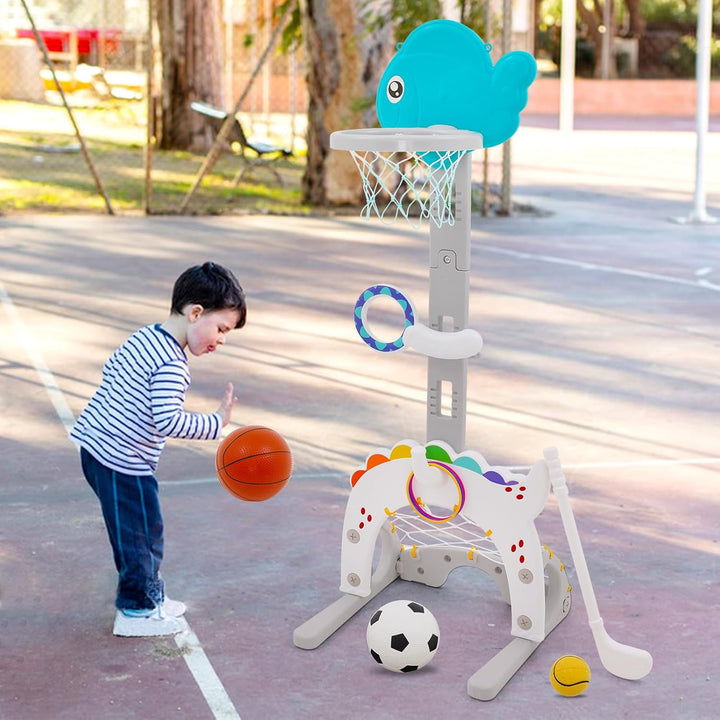 5IN1 Basketballkorb Kinder Höhenverstellbar 95-135cm, Basketball Korb Outdoor&amp;Indoor Kinder.Spielzeu