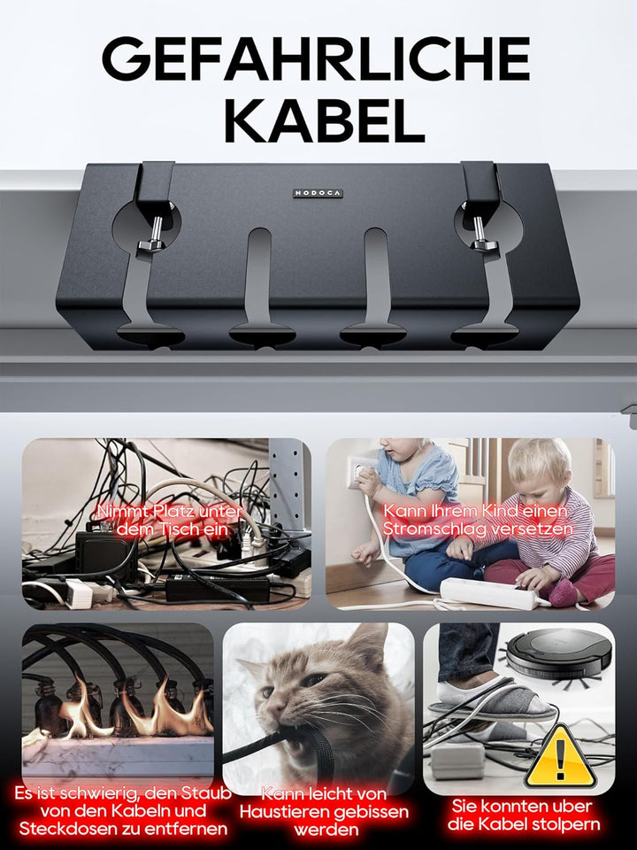 NODOCA Kabelmanagement unter dem Schreibtisch, Ohne Bohren Untertisch Kabelmanagement, Kabelkanal Sc