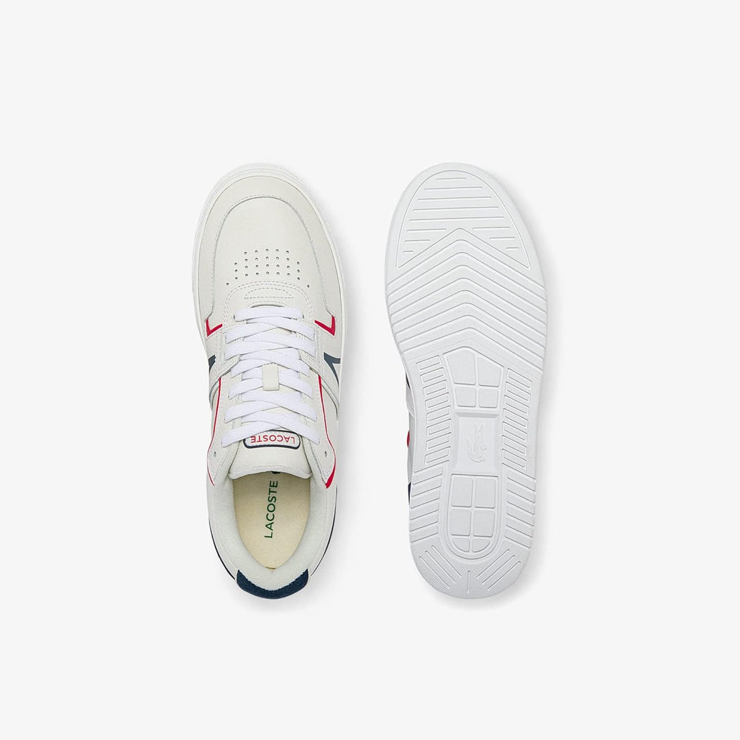 Lacoste Herren Low-Top Sneaker L001 0321 1 SMA, Männer Halbschuhe 42 EU Weiss Marineblau Rot 407, 42