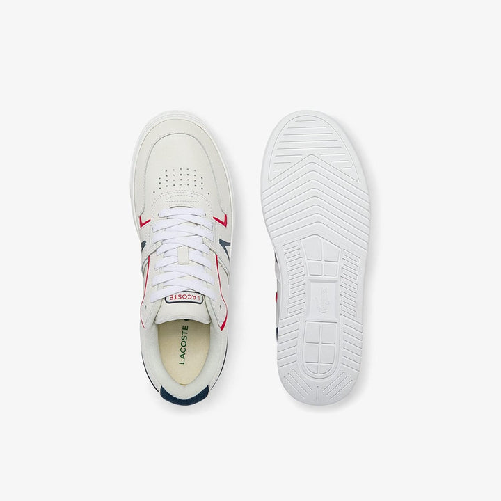 Lacoste Herren Low-Top Sneaker L001 0321 1 SMA, Männer Halbschuhe 42 EU Weiss Marineblau Rot 407, 42
