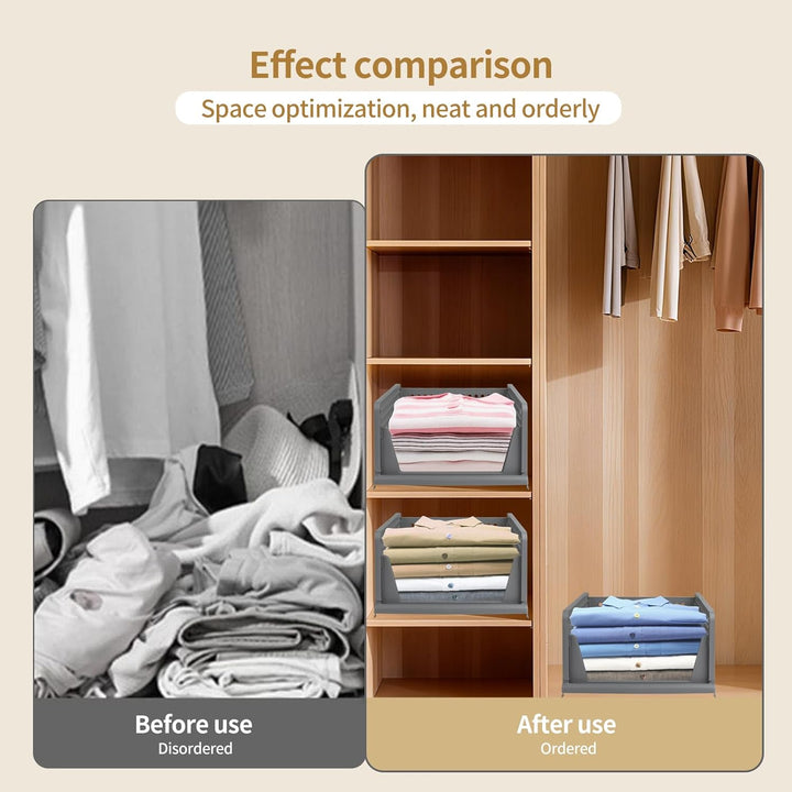 Kleiderschrank Organizer Stapelbares Ordnungssystem, Schrank Organizer mit Schublade, Kunststoff Auf