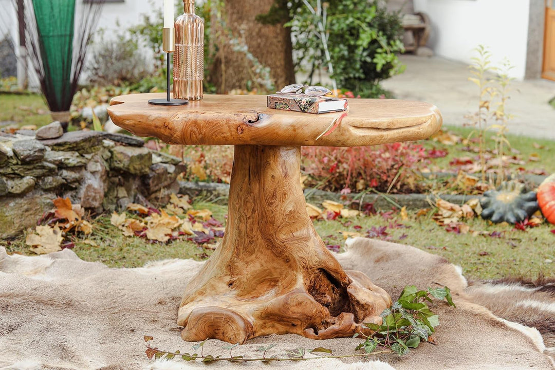 Windalf Schlanker Couchtisch Siva 77 cm Eleganter Natur Wohnzimmertisch Handarbeit aus Wurzelholz