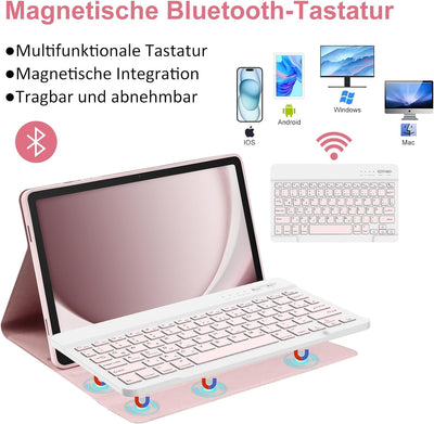 HOTLIFE Tastatur Hülle für Samsung Galaxy Tab А9+ 11 Zoll 2023(SM-X210/X215/X216B), Schutzhülle mit