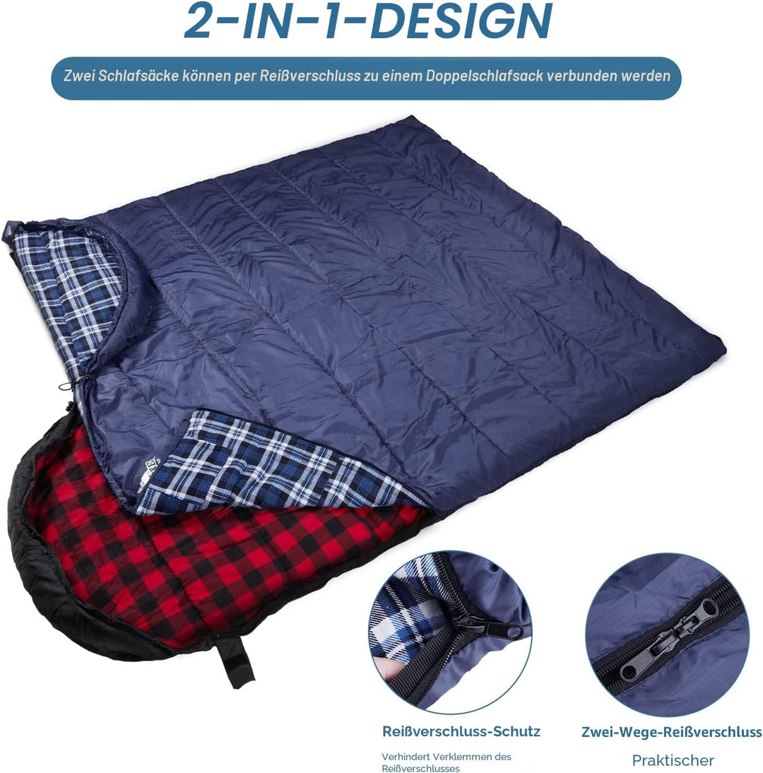 Baumwoll-Flanell-Schlafsack für Erwachsene, 100% Baumwollfutter-Schlafsack für Camping, Wandern, Ruc