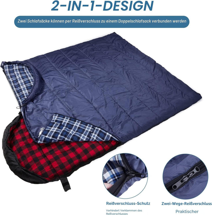 Baumwoll-Flanell-Schlafsack für Erwachsene, 100% Baumwollfutter-Schlafsack für Camping, Wandern, Ruc