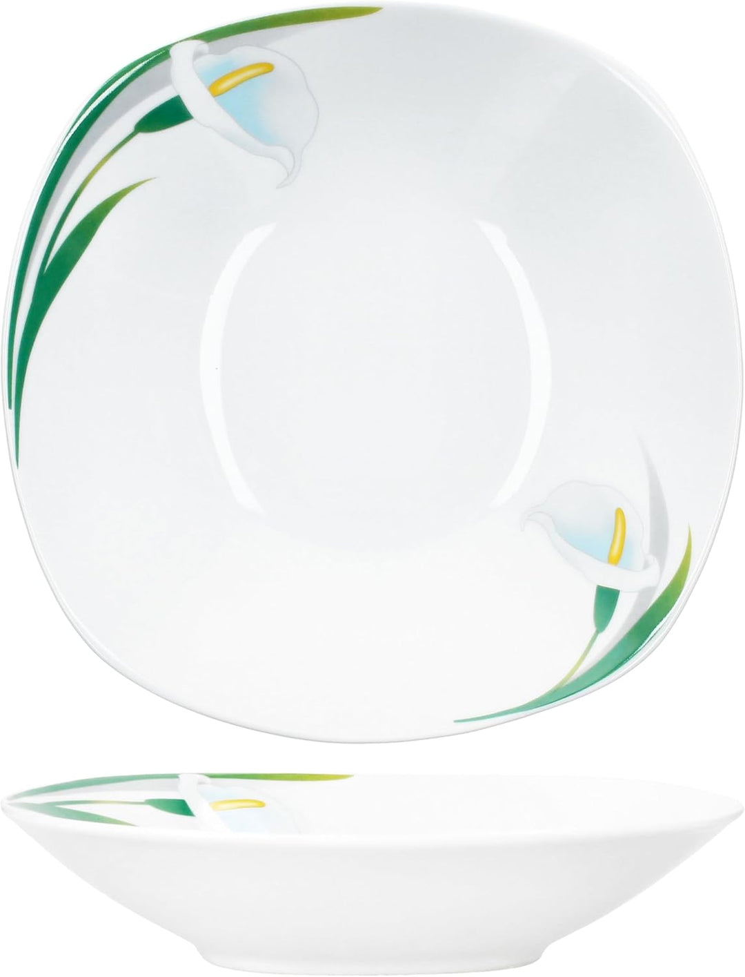 MamboCat 6er Set White Calla Suppenteller I 450ml I Florale stilvolle Porzellan-Teller Blumen-Dekor
