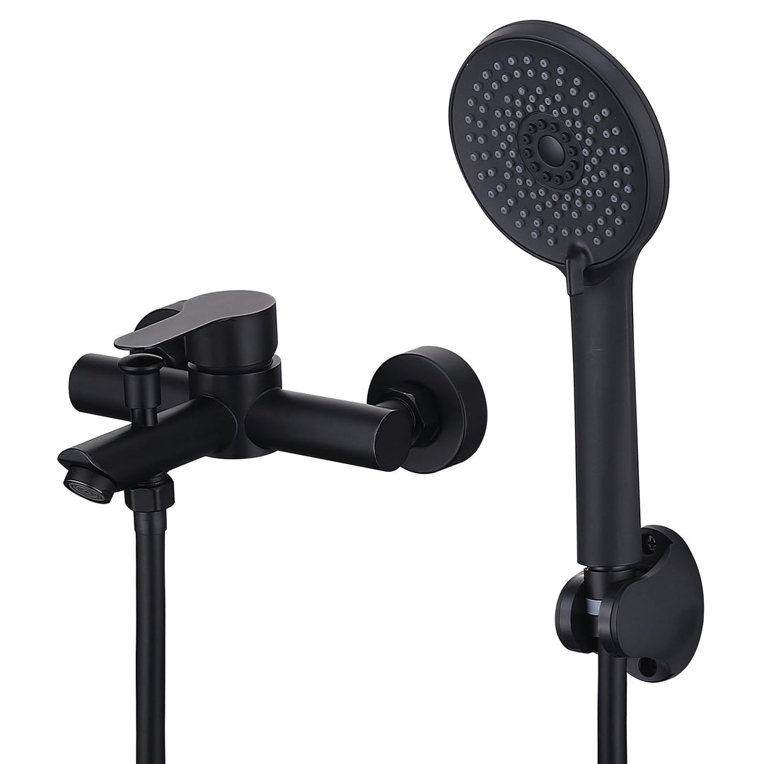 HOMELODY Badewannenarmatur mit Handbrause Schwarz Matt – Mischbatterie Badewanne Wandmontage, 2 Ausg
