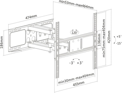 PureMounts FM41-400 Wandhalterung für TV Geräte mit 66-132cm (26-52"), VESA: 400x400, neigbar: 5°/-1