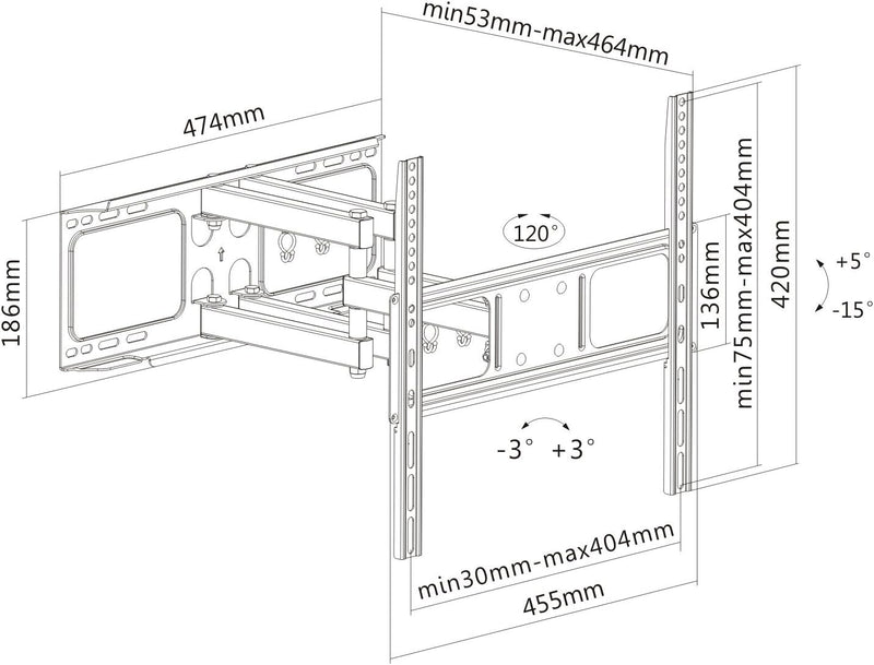 PureMounts FM41-400 Wandhalterung für TV Geräte mit 66-132cm (26-52"), VESA: 400x400, neigbar: 5°/-1