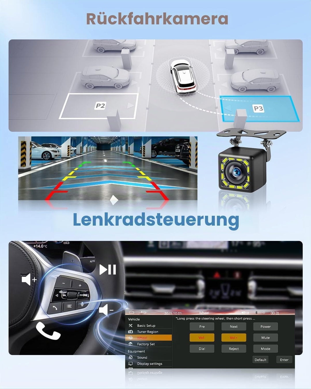 Hikity 1 DIN Autoradio mit Bluetooth CarPlay Android Auto, 6,28 Zoll Touchscreen-Player Stereo Auto