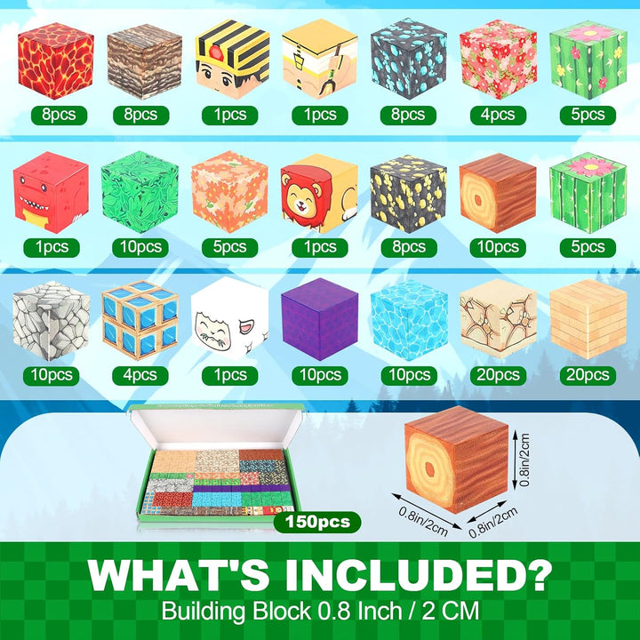 150 Stück Magnetische Bausteine,Magnetische Bausteine Bauspielzeug, Magnetisches Spielzeug Blöcke, M