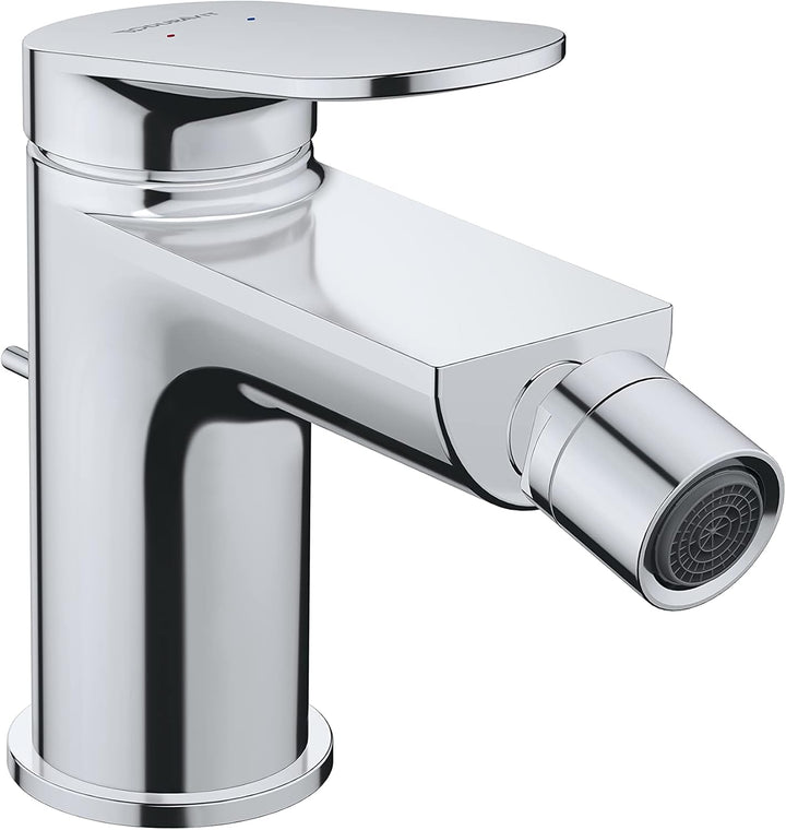 Duravit Wave Einhebel-Bidetarmatur (Auslauf Höhe 85 mm), Bidetmischer mit Zugstangen-Ablaufgarnitur,