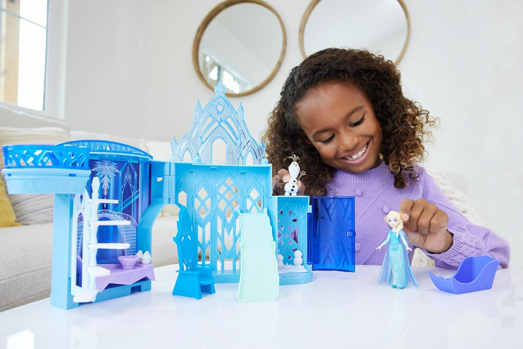 Mattel Disney Die Eiskönigin“ Spielzeug, Elsas Stapelschloss Puppenhaus-Spielset mit kleiner Puppe u