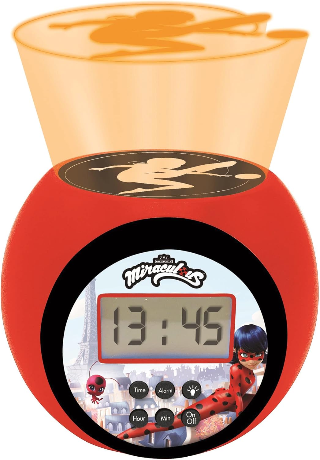Lexibook, Miraculous Ladybug Cat Noir, Projector-Wecker mit Schlummerfunktion und Weckfunktion, Nach