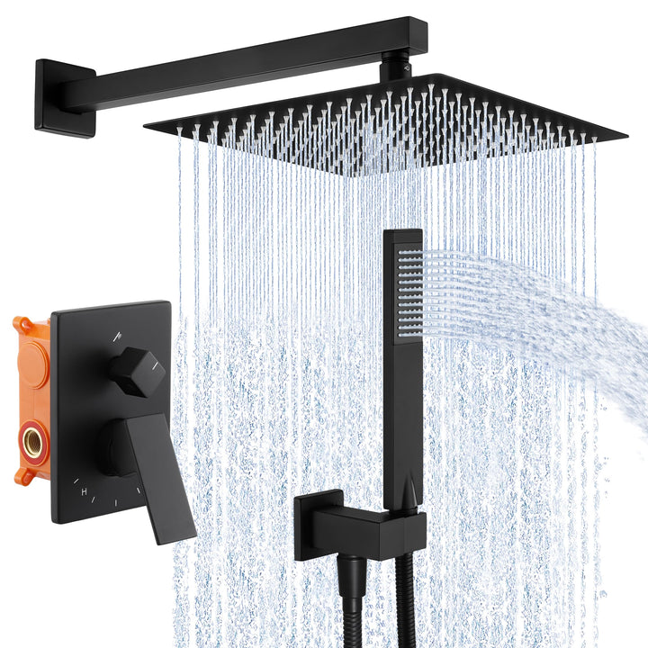 KES Duschset Duschkopf Regendusche Handbrause mit Duschkopfhalterung Duschschlauch Ventilkörper Dusc