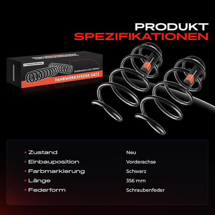 Frankberg 2x Federn Fahrwerksfeder Vorderachse Kompatibel mit Astra J GTC 1.4L Schrägheck 2011-2015