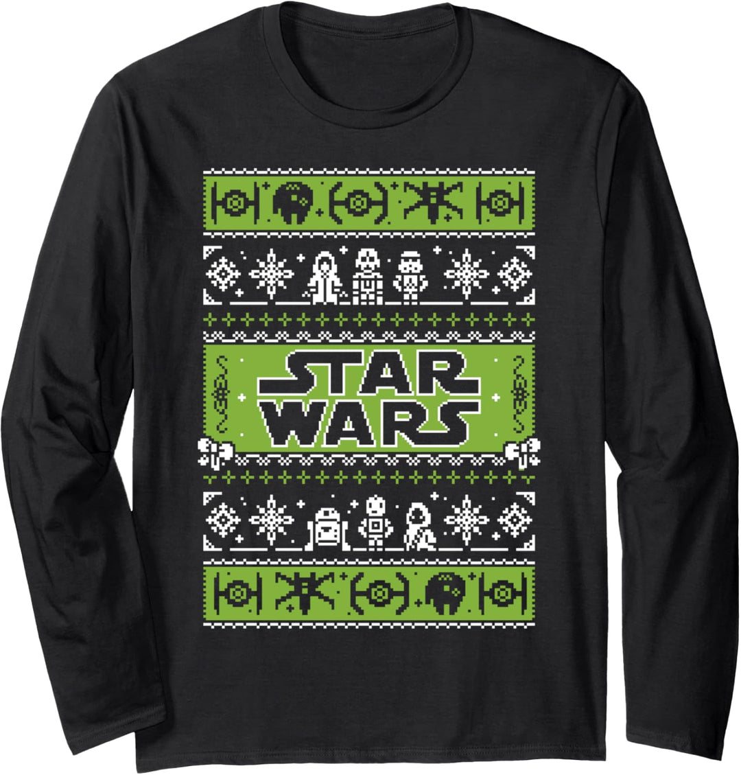 Star Wars Pixelated Holiday Pattern Langarmshirt